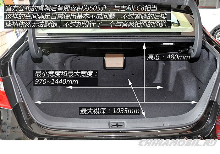 Размеры багажника Changan Raeton