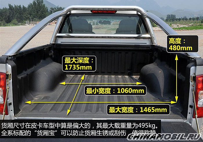 Размеры багажника CHTC Hengtian T3 Размеры багажника CHTC Hengtian T3